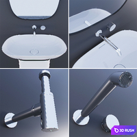 PURE Krion / ESPEJO PURE NEGRO / Bathroom Taps TONO / Siphon Noken 3D Model Vray, Corona