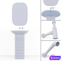 PURE Krion / ESPEJO PURE NEGRO / Bathroom Taps TONO / Siphon Noken 3D Model Vray, Corona