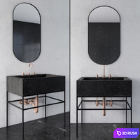 Black marble wash basin 3D Model Vray, Corona