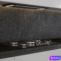 Kitchen Modern - white and Wood 25 3D Model Vray, Corona