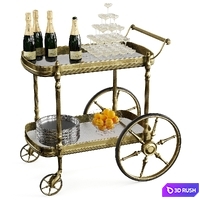 Bar Cart Champagne 3D Model Vray, Corona