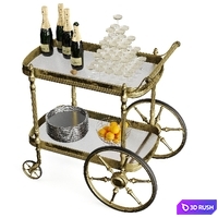 Bar Cart Champagne 3D Model Vray, Corona