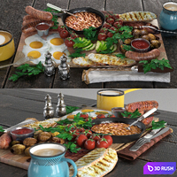 English breakfast 3D Model Vray, Corona