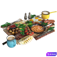 English breakfast 3D Model Vray, Corona
