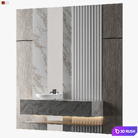 Stunning natural stone bathroom 3D Model Vray, Corona