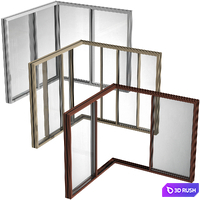 Sliding Corner Stained Glass Aluminum Doors 3D Model Vray, Corona