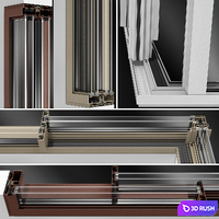 Sliding Corner Stained Glass Aluminum Doors 3D Model Vray, Corona