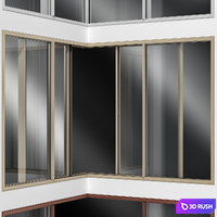 Sliding Corner Stained Glass Aluminum Doors 3D Model Vray, Corona