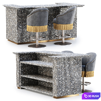 Soke bar furniture set v05 / Marble bar with chairs 3D Model Corona