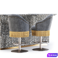 Soke bar furniture set v05 / Marble bar with chairs 3D Model Corona