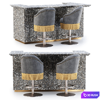 Soke bar furniture set v05 / Marble bar with chairs 3D Model Corona