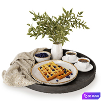 Breakfast on a tray w004 3D Model Vray