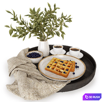 Breakfast on a tray w004 3D Model Vray