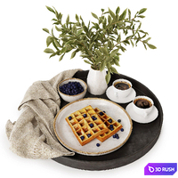 Breakfast on a tray w004 3D Model Vray