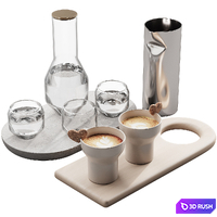 127 eat and drinks decor set 01 coffee and water kit 01 3D Model Vray, Corona