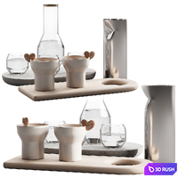 127 eat and drinks decor set 01 coffee and water kit 01 3D Model Vray, Corona