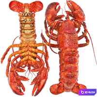 Lobster set 3D Model Vray, Corona