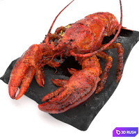 Lobster set 3D Model Vray, Corona