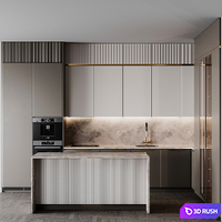 Kitchen modern254 3D Model Vray, Corona