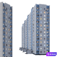 P-30 14 floors 4 sections 3D Model Corona
