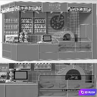 Pizzeria 001 3D Model Vray, Corona