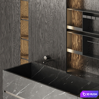 Dark Poliform kitchen set with island 3D Model Vray, Corona