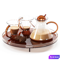 Tea set 01 3D Model Vray, Corona