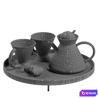 Tea set 01 3D Model Vray, Corona