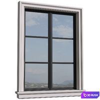 Aluminium Window..Front Window.Iron Window Opening.Outdoor Entrance modern Window.External grey Window .Street Window 3D Model Vray, Corona