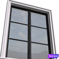Aluminium Window..Front Window.Iron Window Opening.Outdoor Entrance modern Window.External grey Window .Street Window 3D Model Vray, Corona