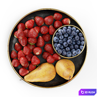 Plate with berries and pears 3D Model Vray, Corona