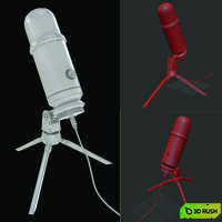 Professional USB Microphone PBR 3D Model Vray, Corona