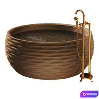 Wooden bathtub Twist 3D Model Corona