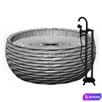 Wooden bathtub Twist 3D Model Corona