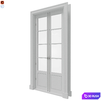Classic doors with cremones 3D Model Vray, Corona
