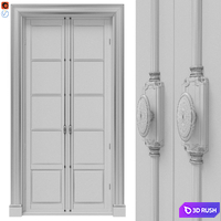 Classic doors with cremones 3D Model Vray, Corona