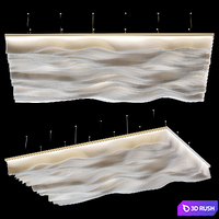 Paper Design Celing 5 Wave ceiling 3D Model Vray, Corona