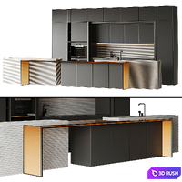 Kitchen with island BLADE By MODULNOVA 3D Model Corona