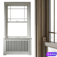 Classic window with radiator screen 007 3D Model Vray, Corona