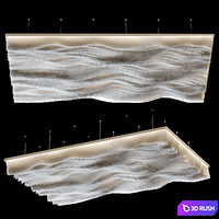 Paper Design Celing 6 Wave ceiling 3D Model Vray, Corona