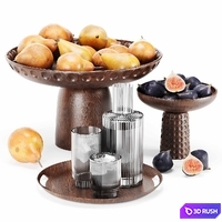 Fruit set pear figs water 3D Model Corona