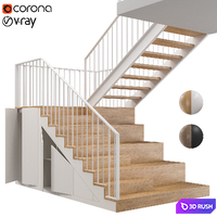Staircase with storage space 3D Model Vray, Corona