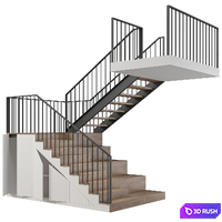 Staircase with storage space 3D Model Vray, Corona