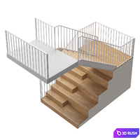 Staircase with storage space 3D Model Vray, Corona