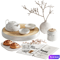 Tableware set09 3D Model Vray, Corona