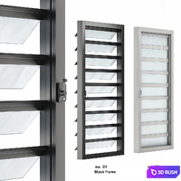 Jalousie window 3D Model Vray