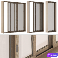 Wooden Sliding Windows Set 36 3D Model Vray, Corona