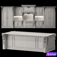 blk wood classical kitchen art 001 3D Model Corona