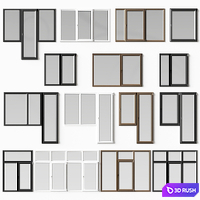 Windows and balcony doors Rehau 3D Model Vray, Corona