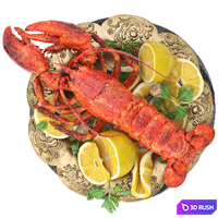 Seafood lobster plate 3D Model Vray, Corona